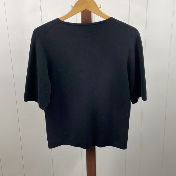 Barry Bricken Black Silk Blend V-Neck Top - Picture 3 of 3